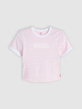 Womens Box Tab Txt Potpourri Stripe Lsegraphic Mini Ringer T-Shirt