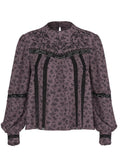 Womens Queen B Floral Rose Taupe Laura Blouse