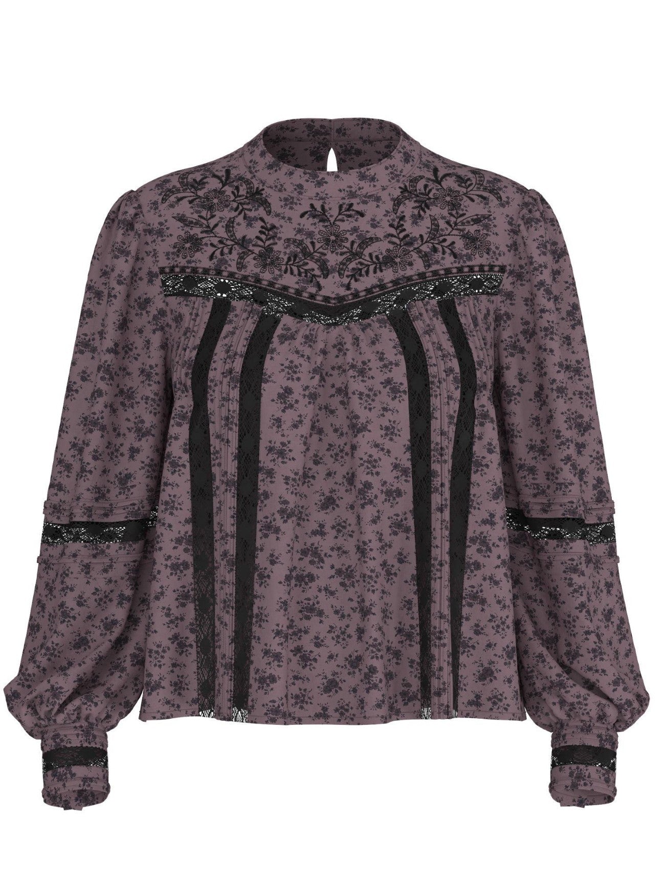 Womens Queen B Floral Rose Taupe Laura Blouse