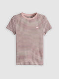 Womens Monte Rio Stripe Zinfandel Essential Short Sleeve -Shirt Top