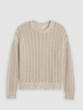 Womens Oatmeal Sunrise Crochet Sweater