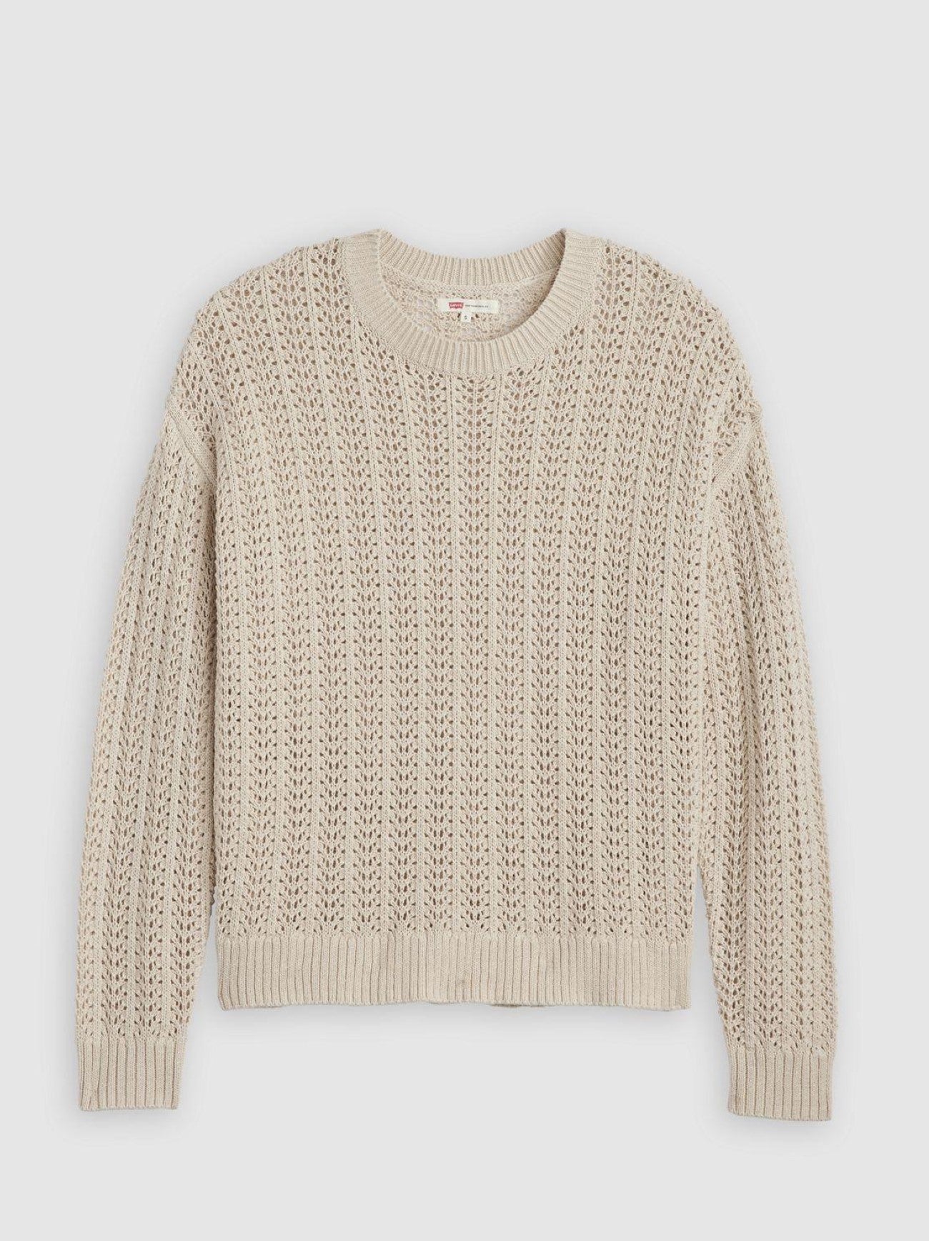 Womens Oatmeal Sunrise Crochet Sweater