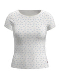 Womens Dusty Blue Arlo Floral V2 Dry Goods Pointelle -Shirt Top
