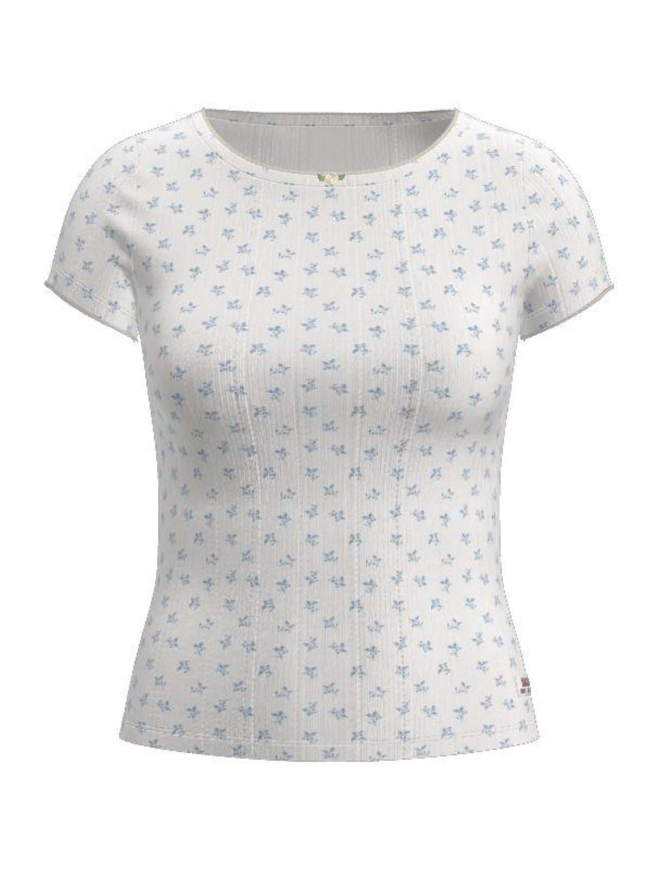 Womens Dusty Blue Arlo Floral V2 Dry Goods Pointelle -Shirt Top