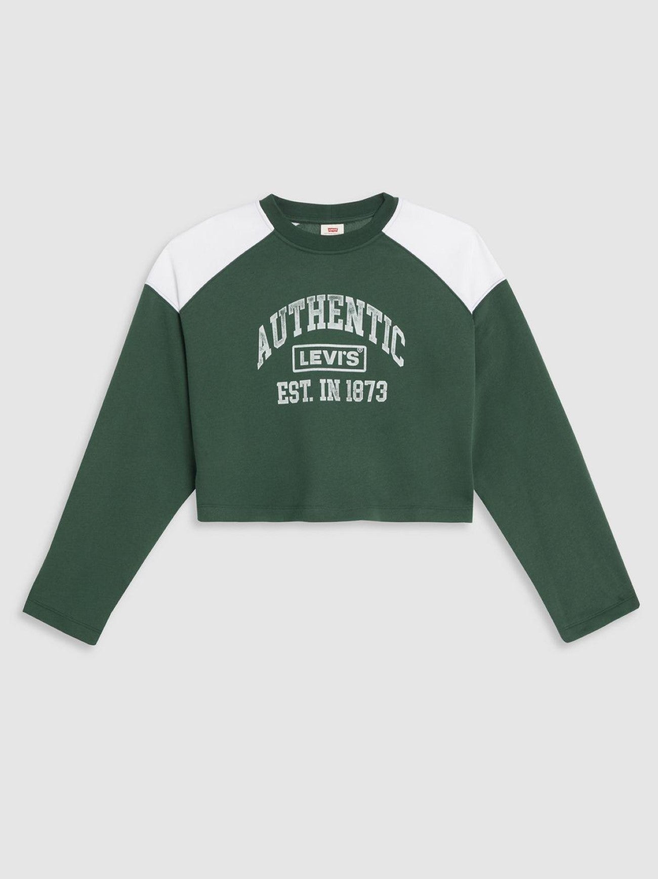 Womens Crew Authentic Box Tab Jungle Green  Bright White Bleacher Sweat-Shirt Sweatshirt