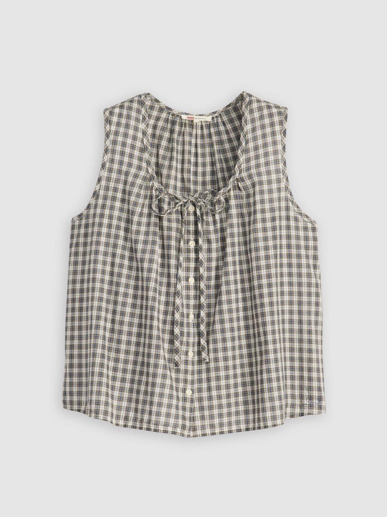 Womens Milo Plaid Egret Luella Blouse