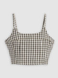 Womens Milo Mini Plaid Egret Jadine Denim Cami Tank Top