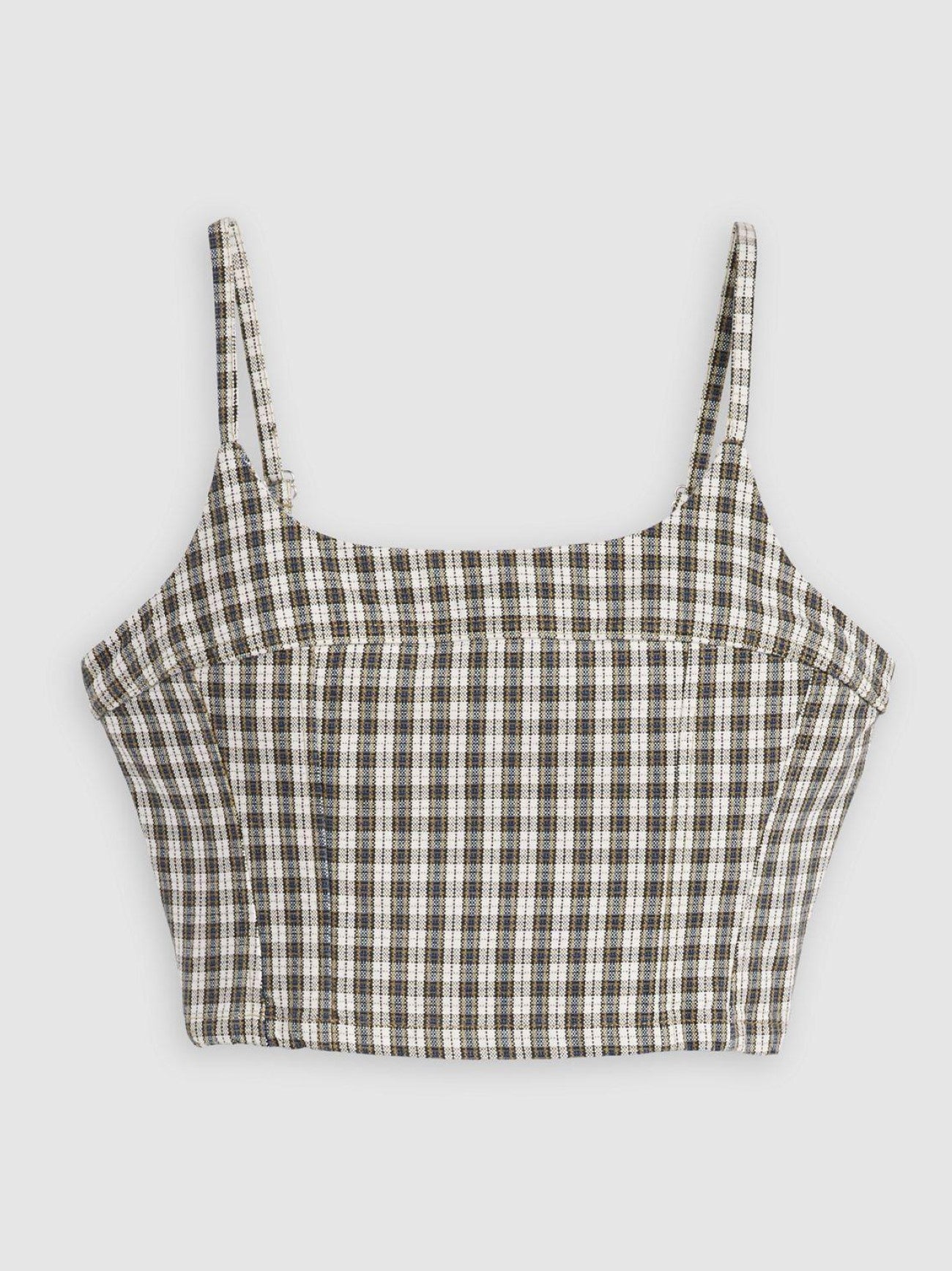 Womens Milo Mini Plaid Egret Jadine Denim Cami Tank Top