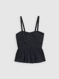 Womens Anthracite Night Lula Eyelet Peplum Tank Top