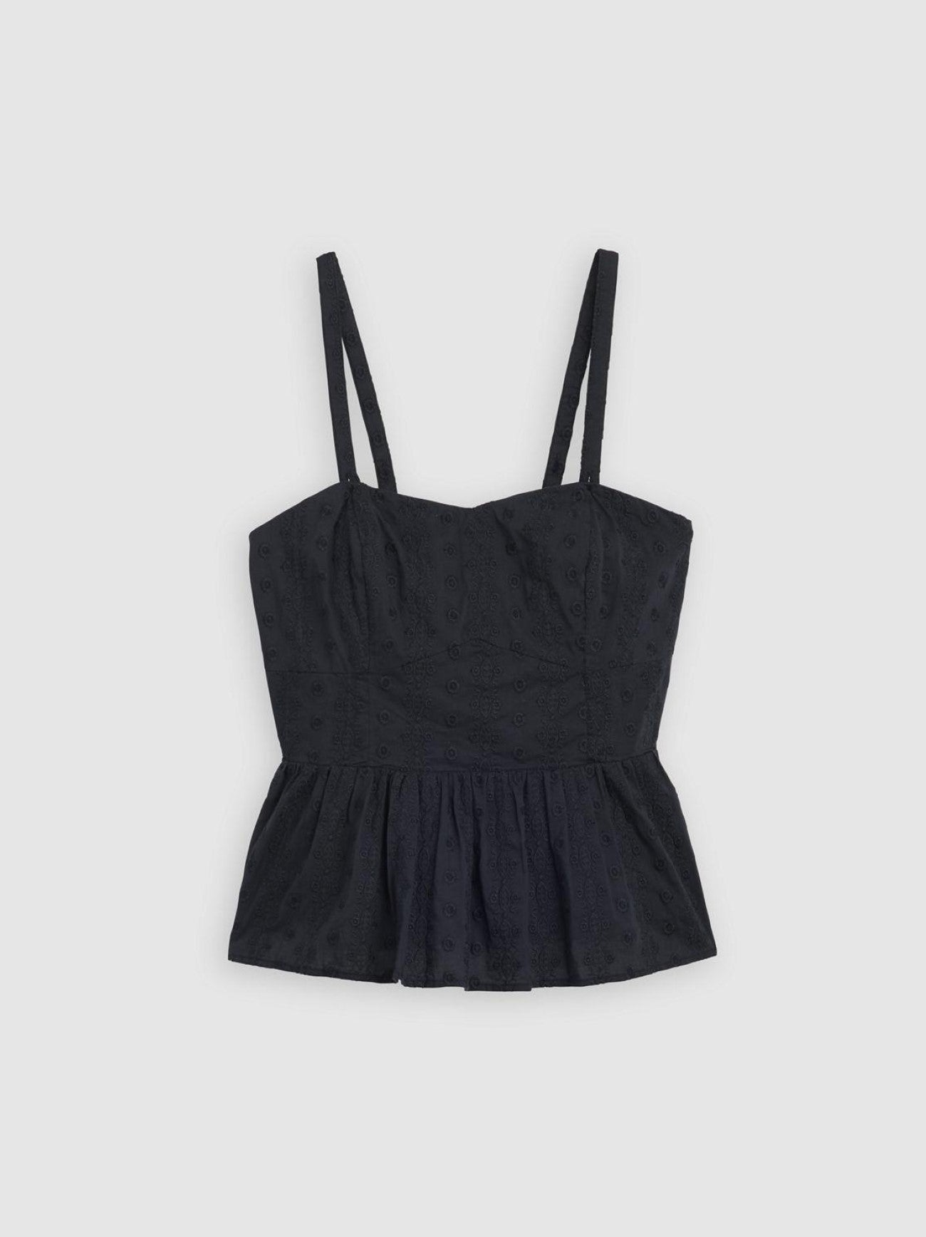 Womens Anthracite Night Lula Eyelet Peplum Tank Top