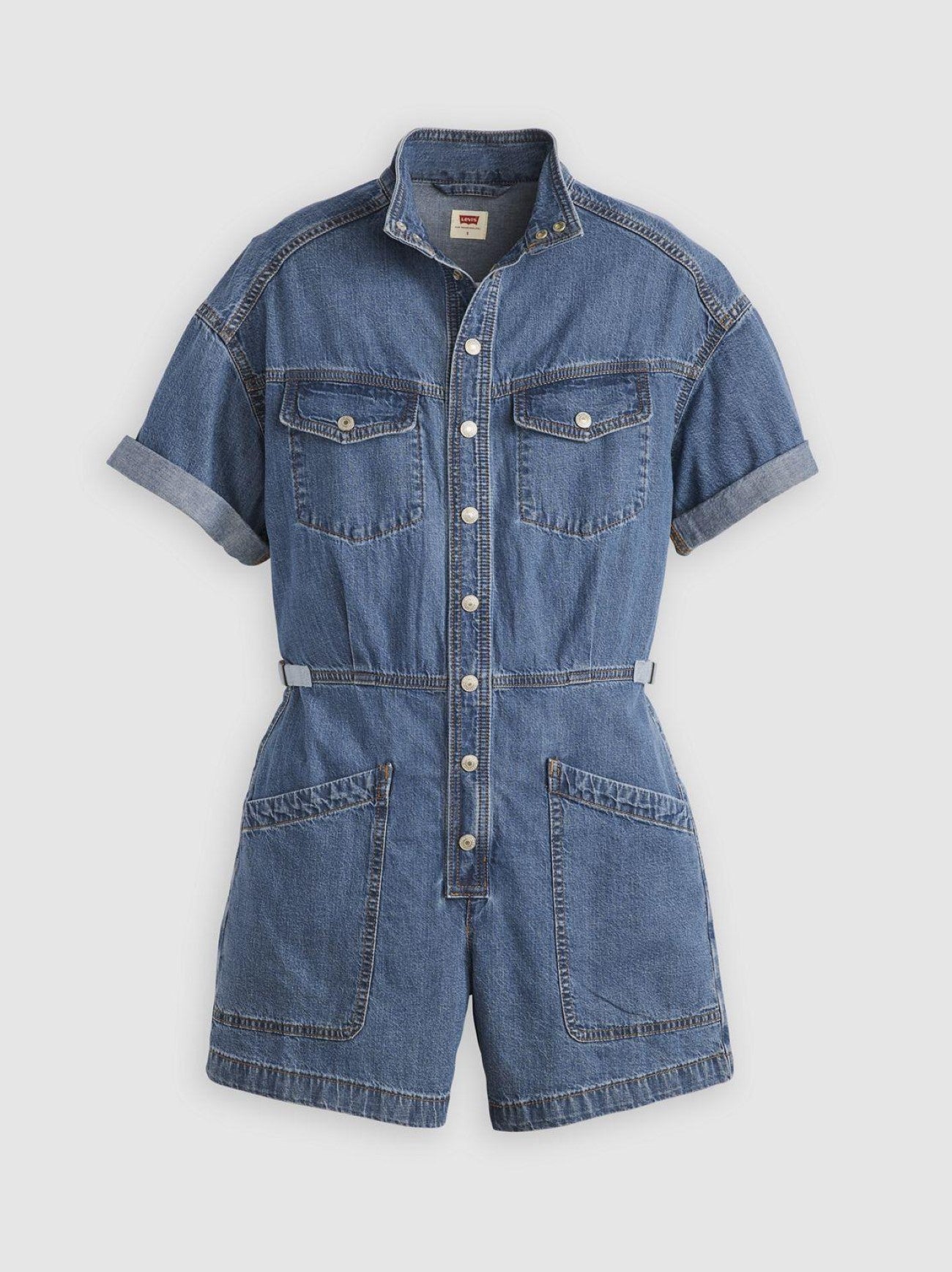 Womens Blue Joke Short Sleeve Surplus Romper Playsuit