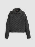 Womens Dark Charcoal Heather Grey B65 Bros 1/4 Zip Cable Knit Sweatshirt