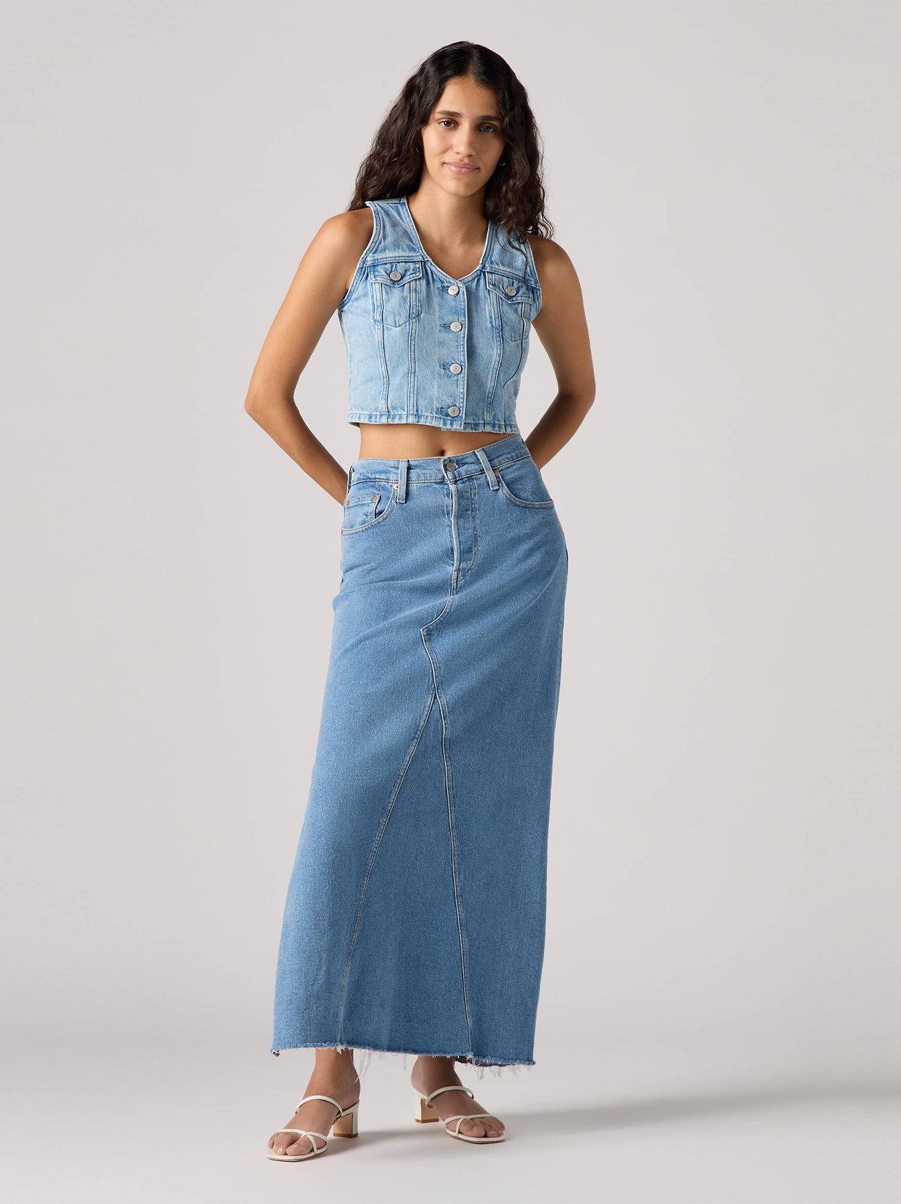 Womens Artist Divided Long Slit Skirt