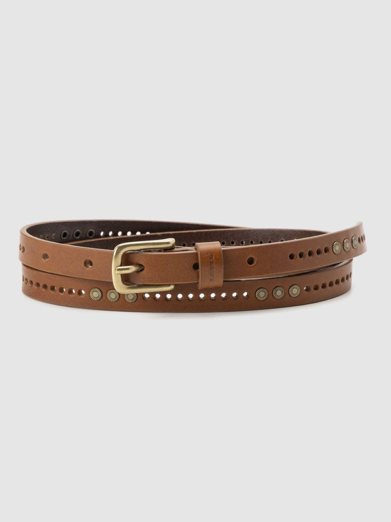 Womens Leather Brown Embellished Belt