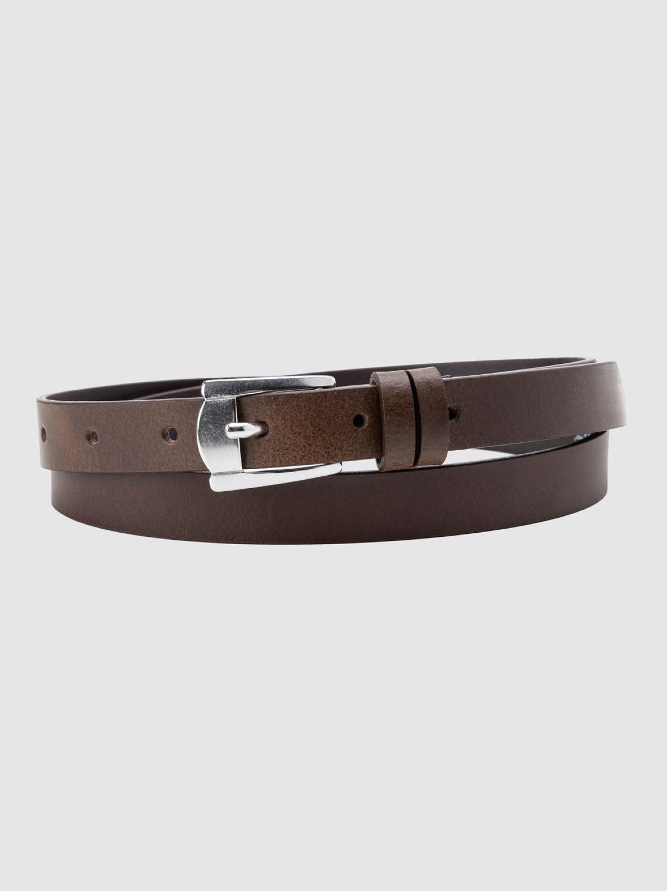 Womens Leather Brown Vintage Narrow Belt