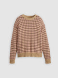 Womens 3D Tan Knit Stitch Tan  Blush  Zinfandel Nina Jacquard Sweater