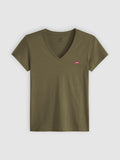 Womens Olive Night Perfect Slub -Neck T-Shirt