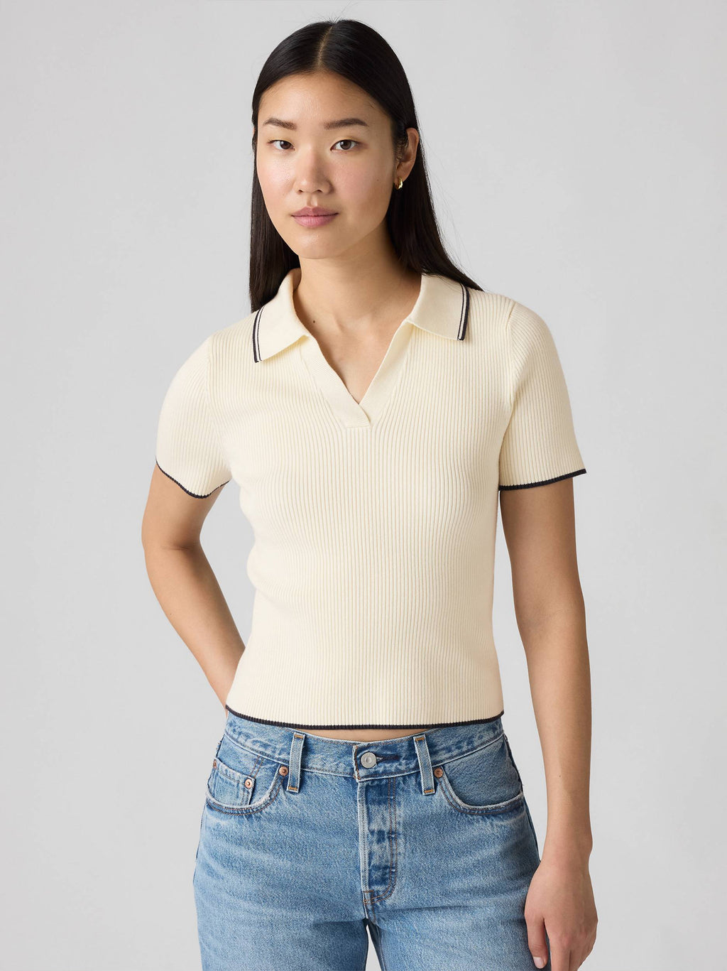 Womens Egret Faith Knit Sweater Polo Jumper