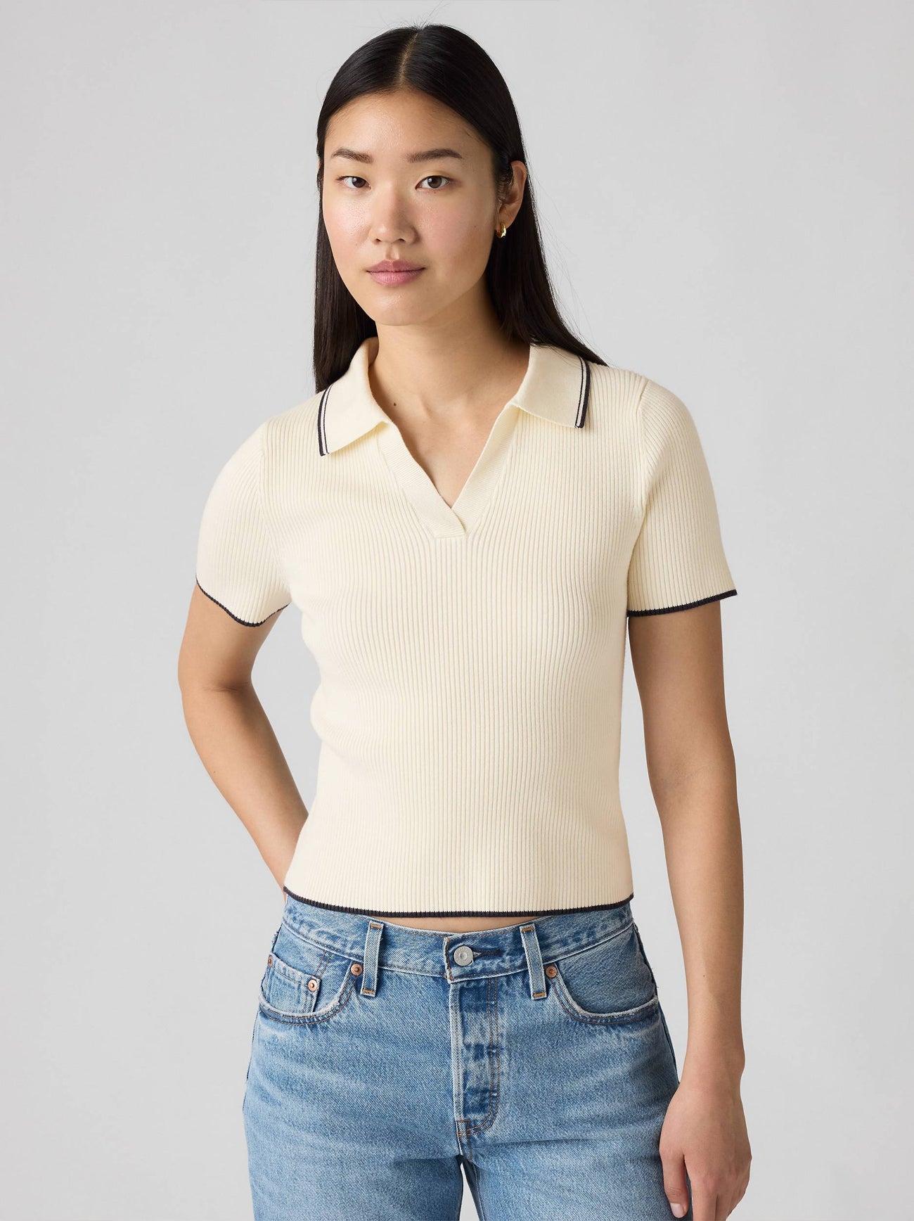 Womens Egret Faith Knit Sweater Polo Jumper