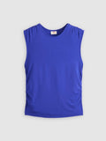 Womens Taupe Gray Crystal Ruched Mazarine Blue Top