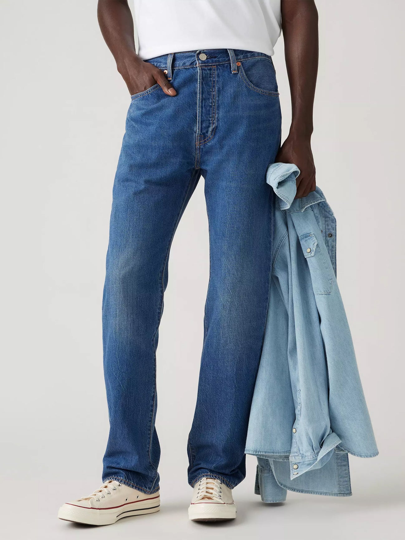 Mens Window Pane Ltwt 501 Original Jean