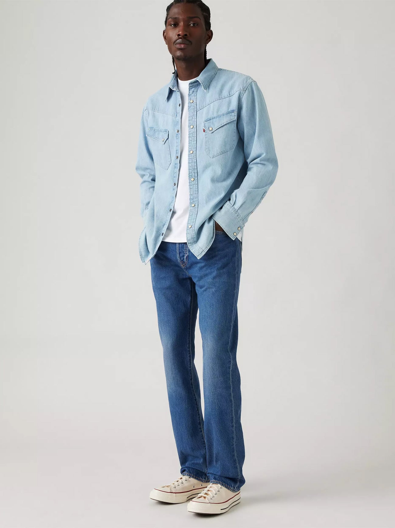 Mens Window Pane Ltwt 501 Original Jean