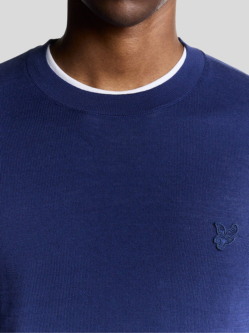 Mens Blueprint Tonal Superfine Crew Neck Jumper