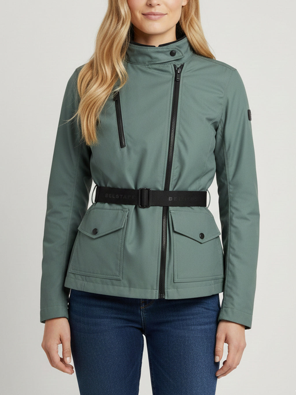 Womens Dark Steel Green Easterly Motorcycle Jacket