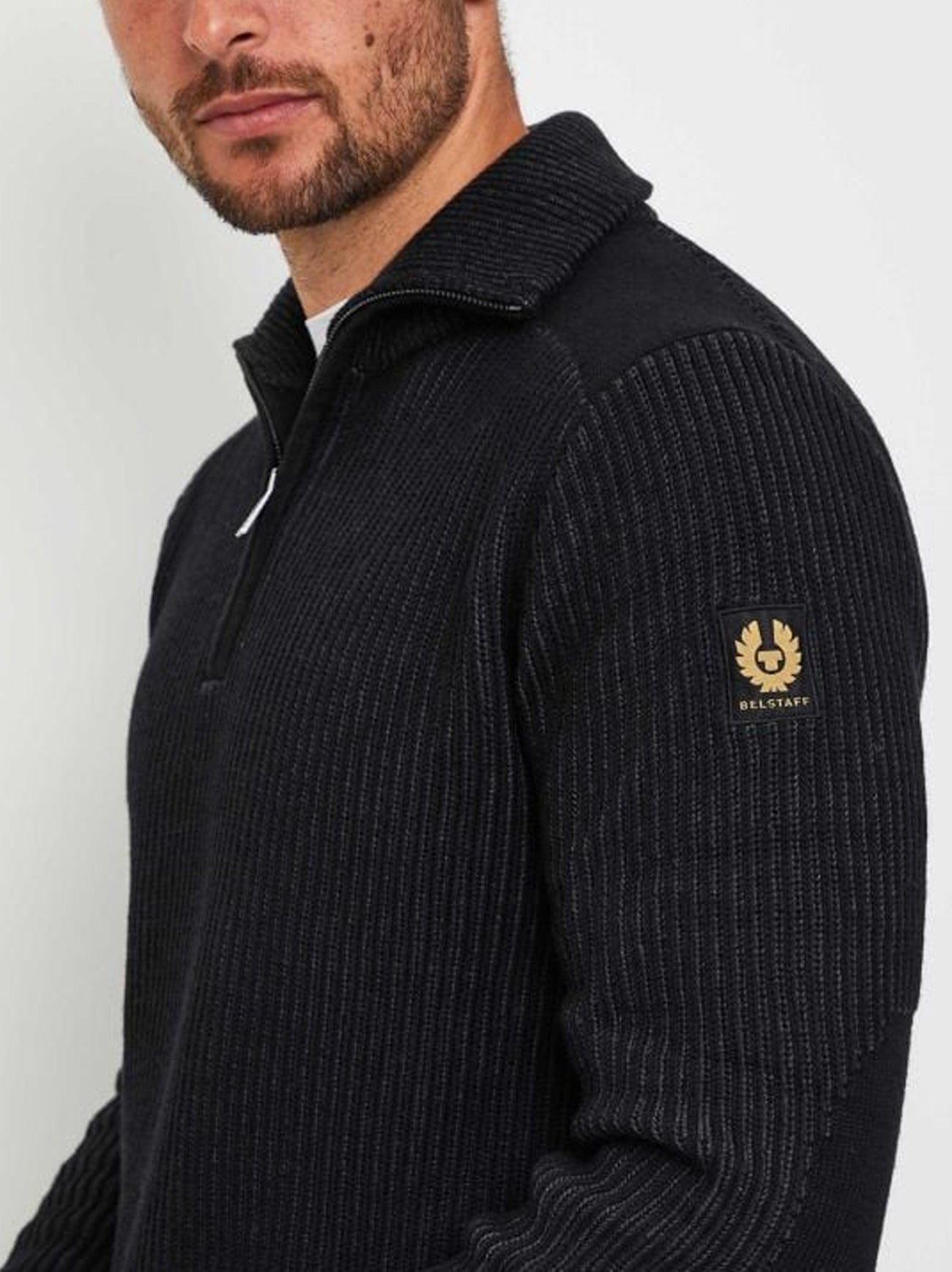 Mens Black Dark Ink Stanley Quarter Zip Jumper