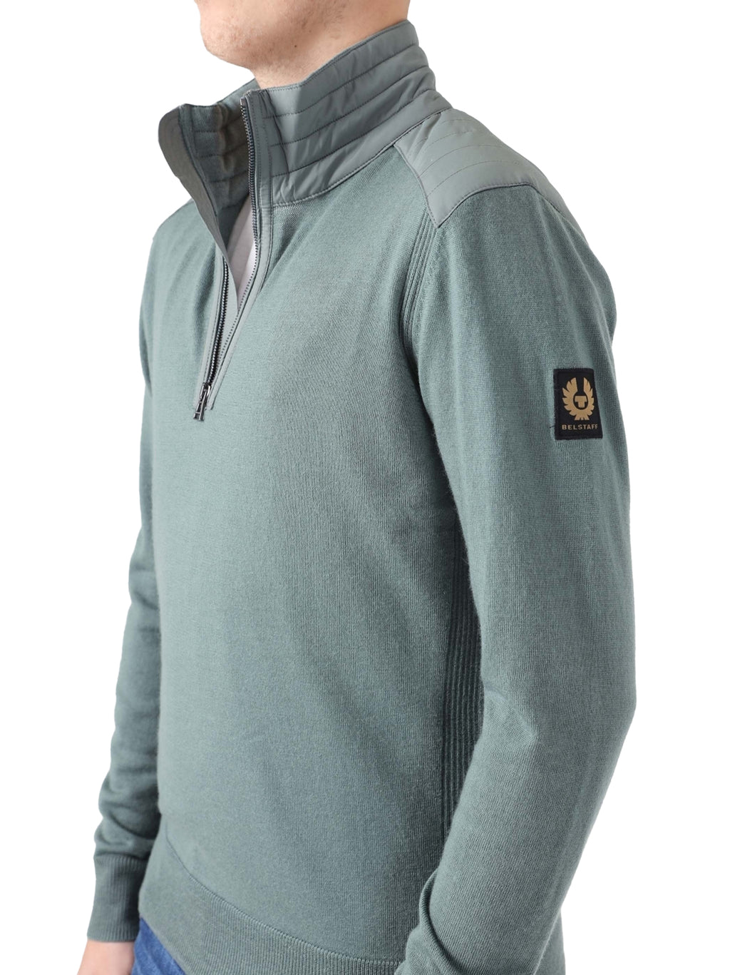 Mens Mineral Green Kilmington Quarter Zip Jumper
