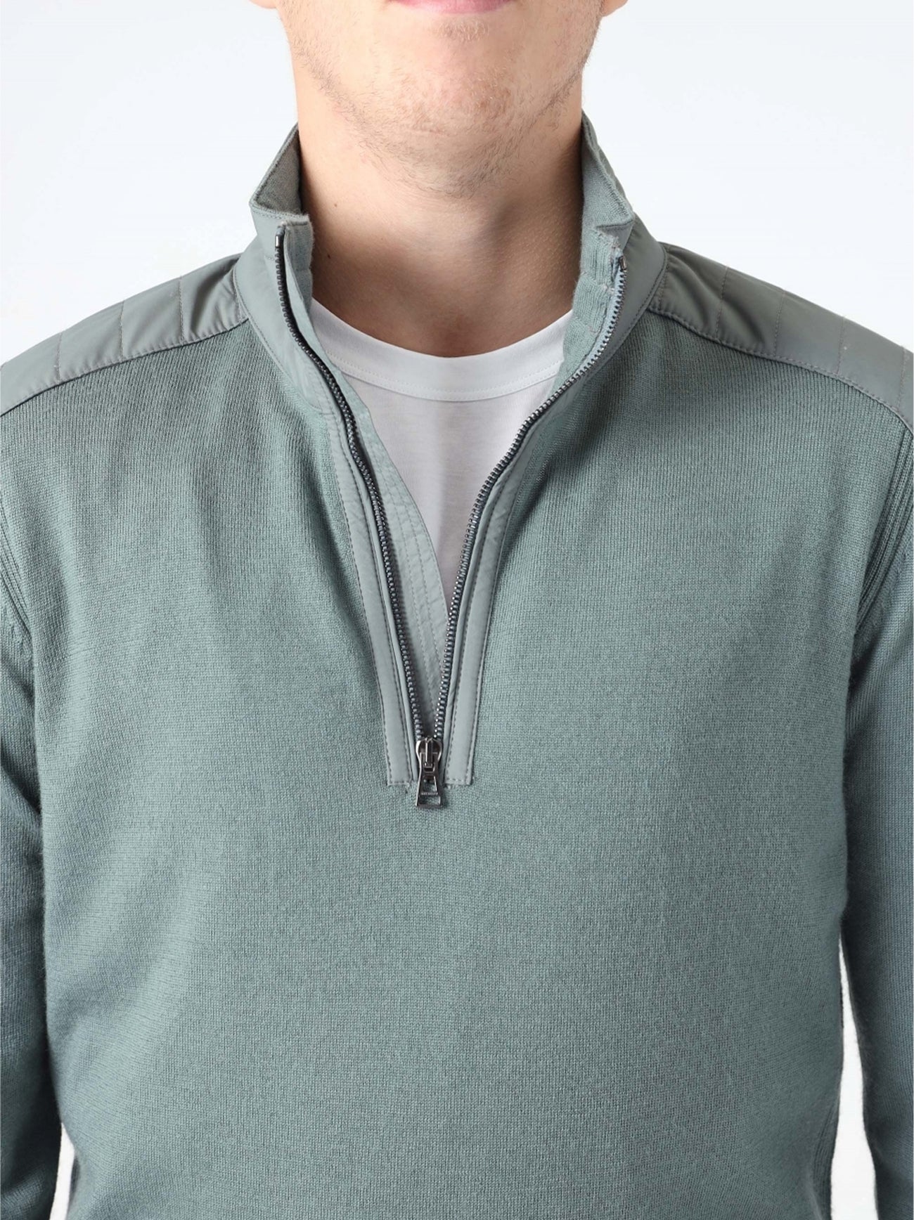 Mens Mineral Green Kilmington Quarter Zip Jumper