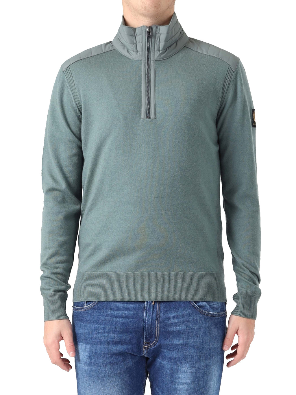 Mens Mineral Green Kilmington Quarter Zip Jumper