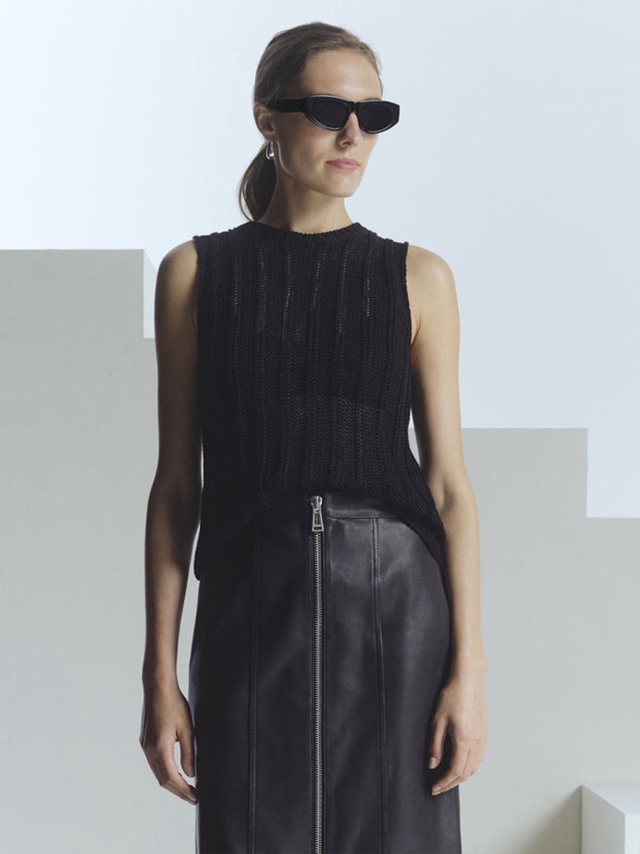 Womens Washed Black Anchor Vest