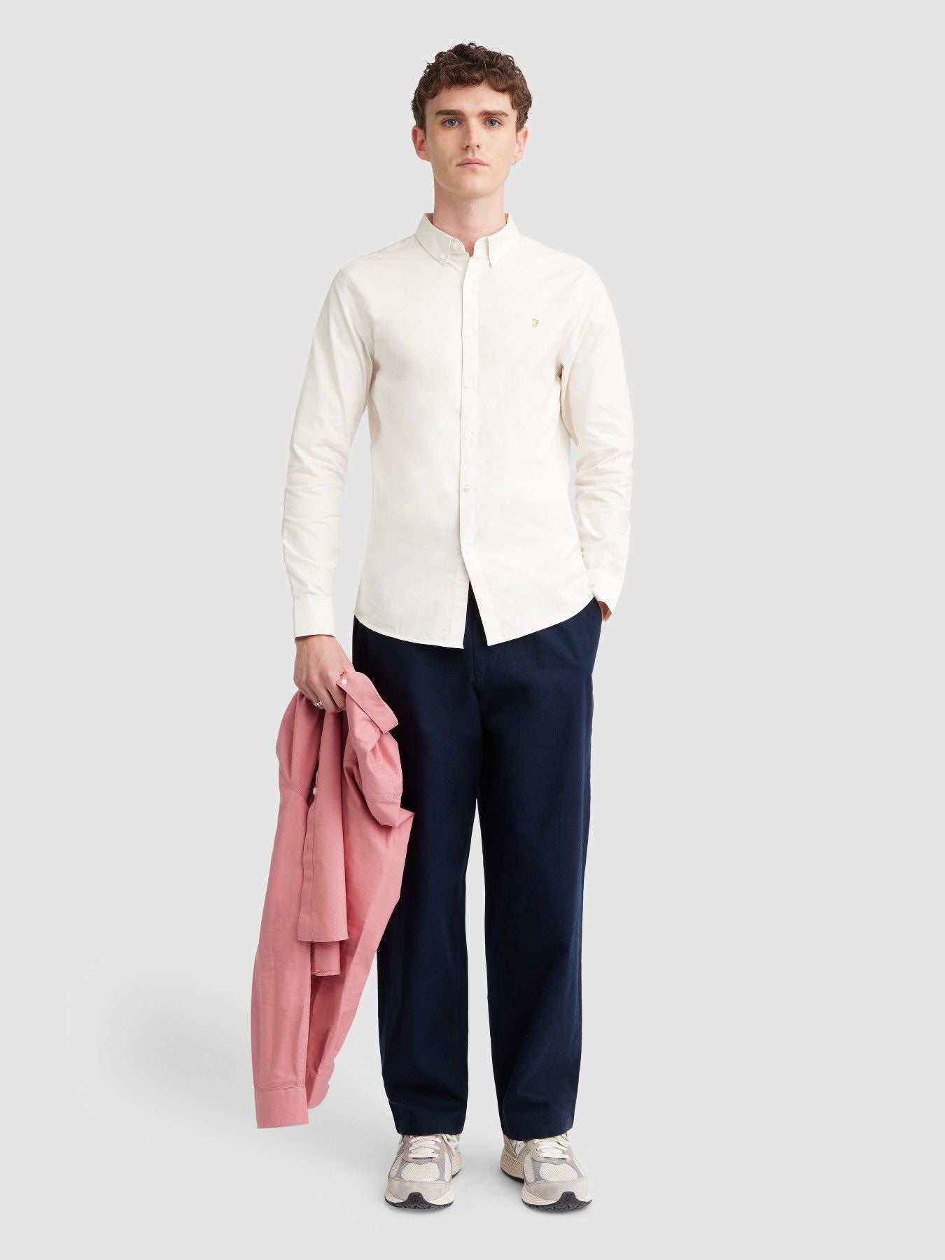 Mens Ecru Brewer Long Sleeve Shirt
