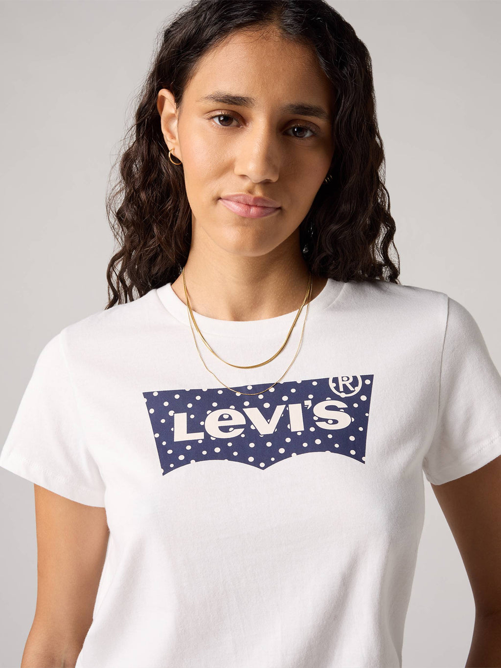 Womens Maya Fuzzy Dot Bright White Perfect T-Shirt