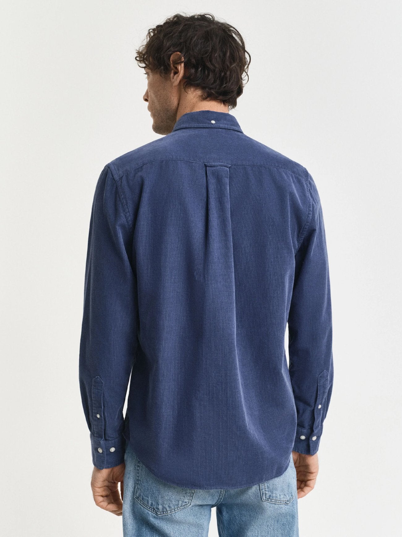 Mens Naval Blue Regular Fit Cotton Corduroy Overshirt