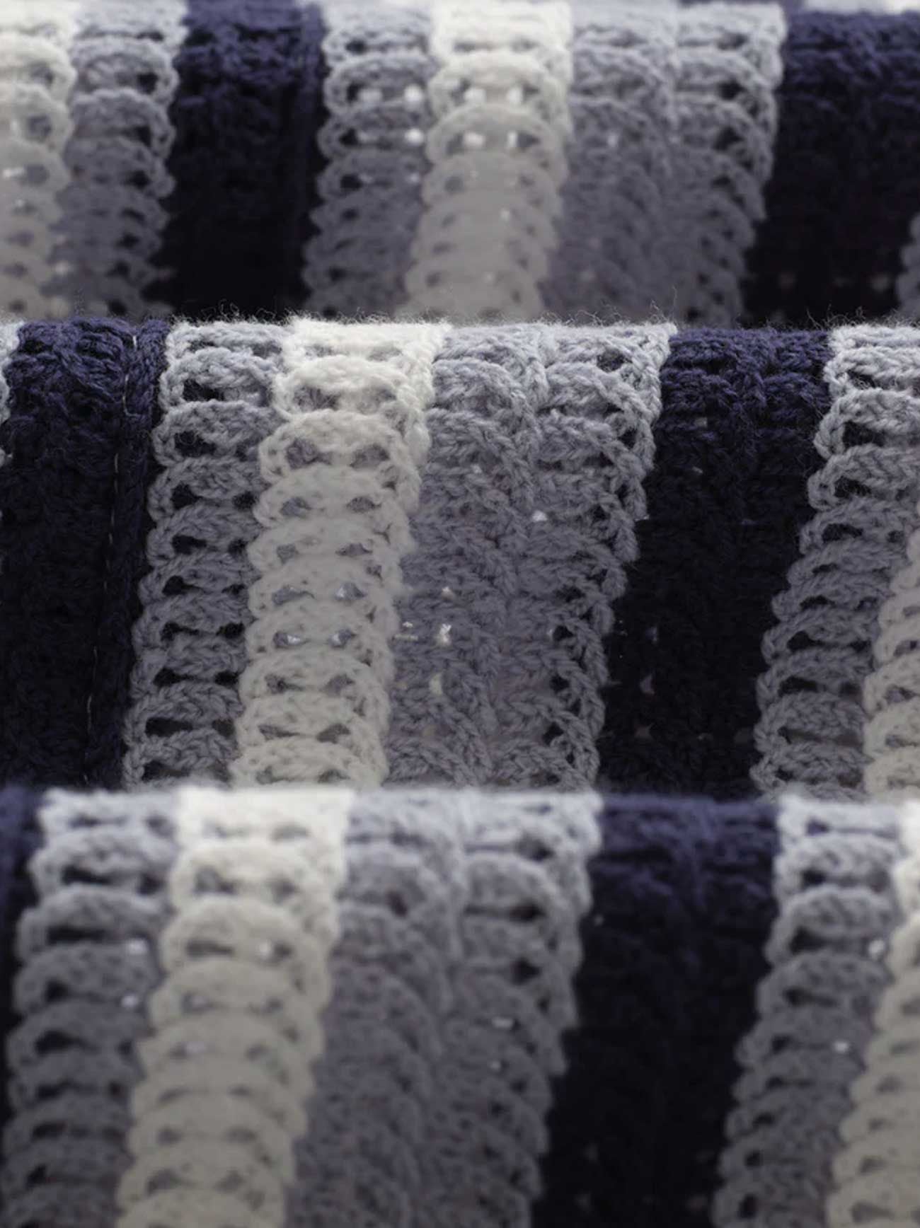 Mens Blue Ecru Stripe Crochet Porto Shirt