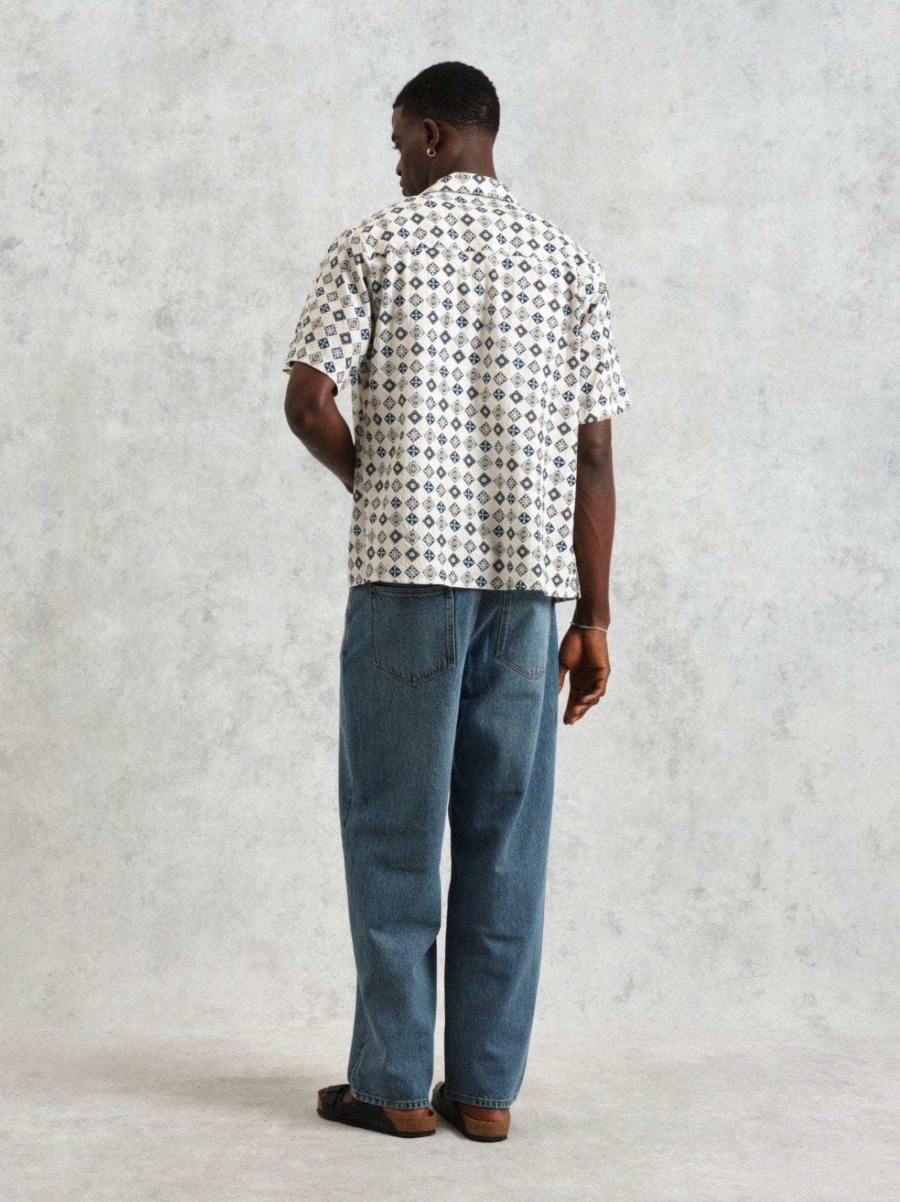 Mens Ecru Multi Geo Tile Didcot Shirt