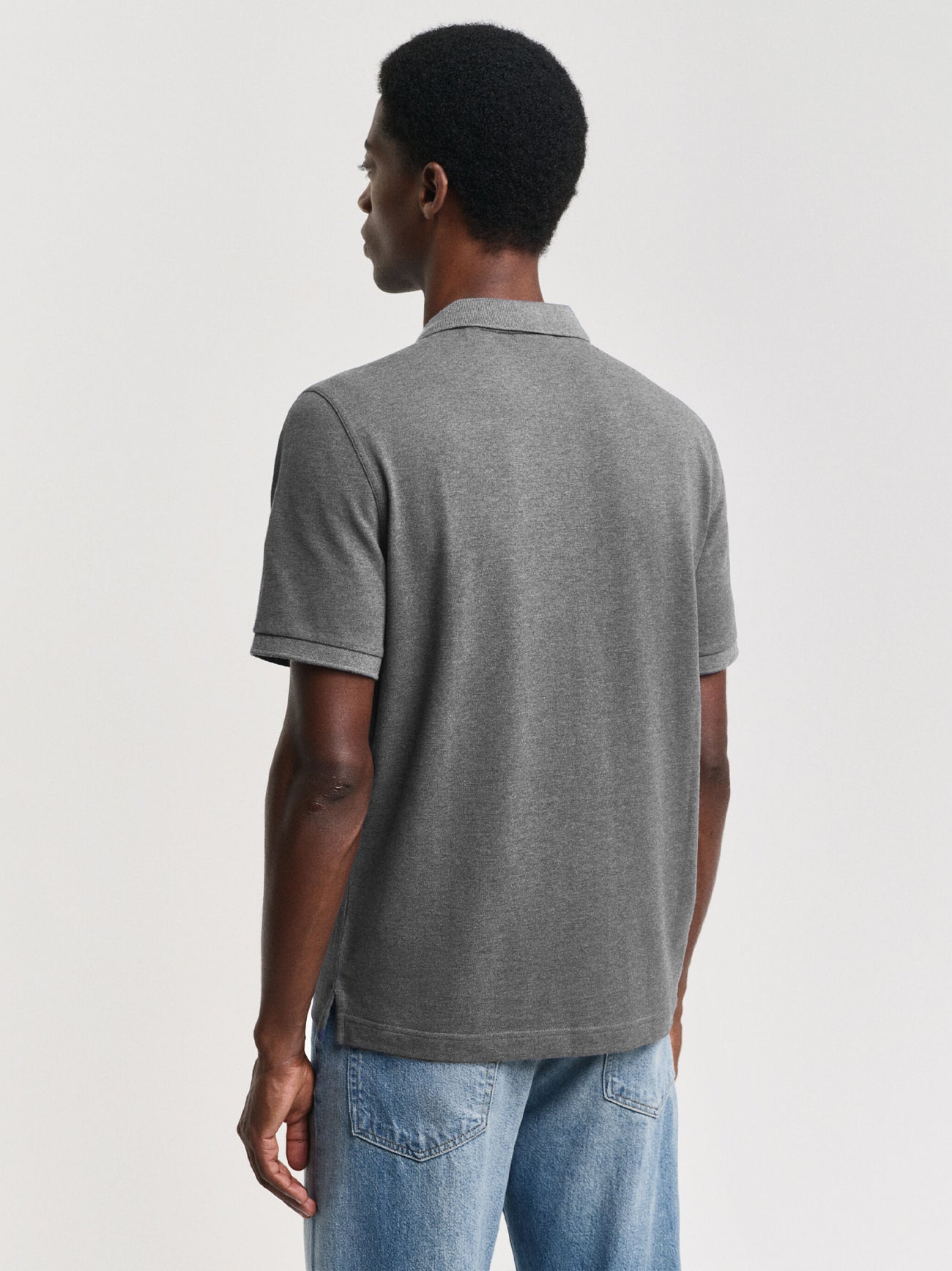 Mens Grey Melange Embroidered Archive Shield Polo Shirt