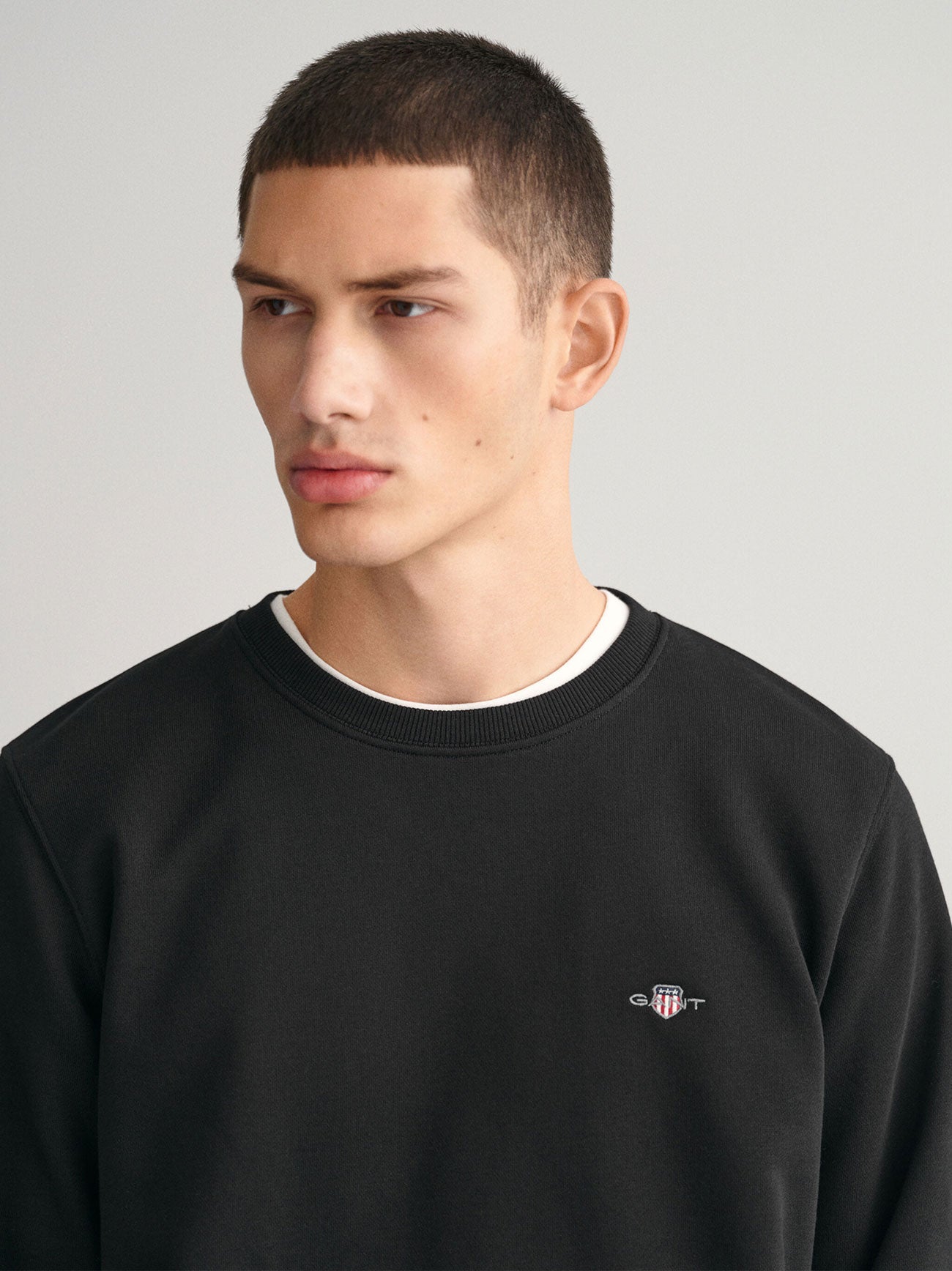 Mens Black Shield Crew Neck Sweatshirt