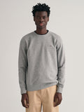 Mens Grey Melange Shield Crew Neck Sweatshirt