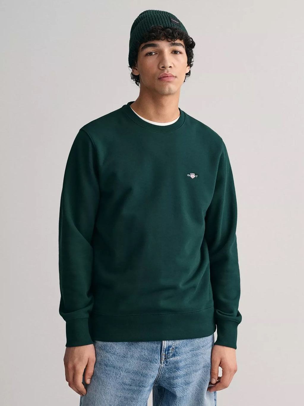 Mens Tartan Green Shield Crew Neck Sweatshirt