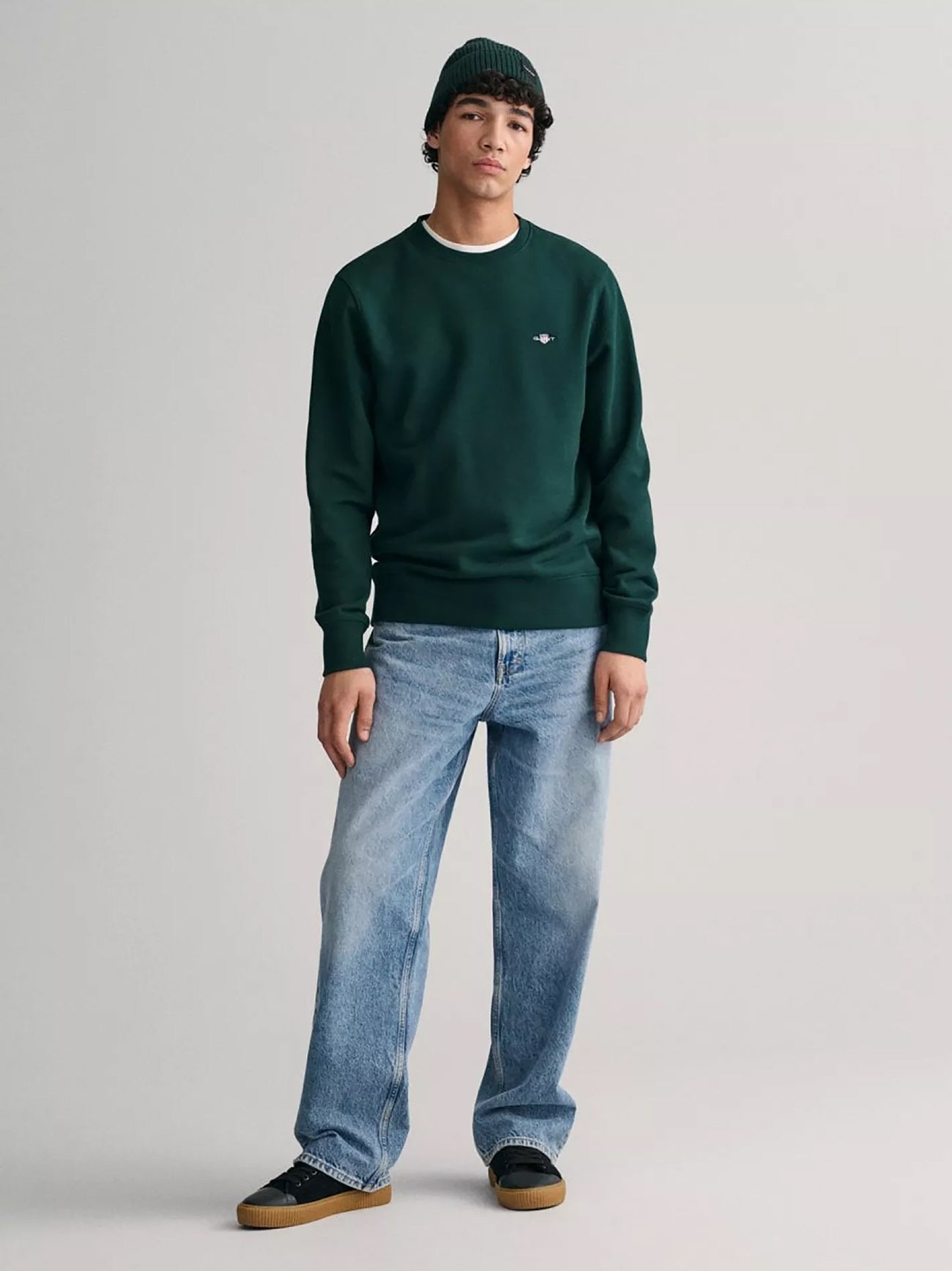 Mens Tartan Green Shield Crew Neck Sweatshirt