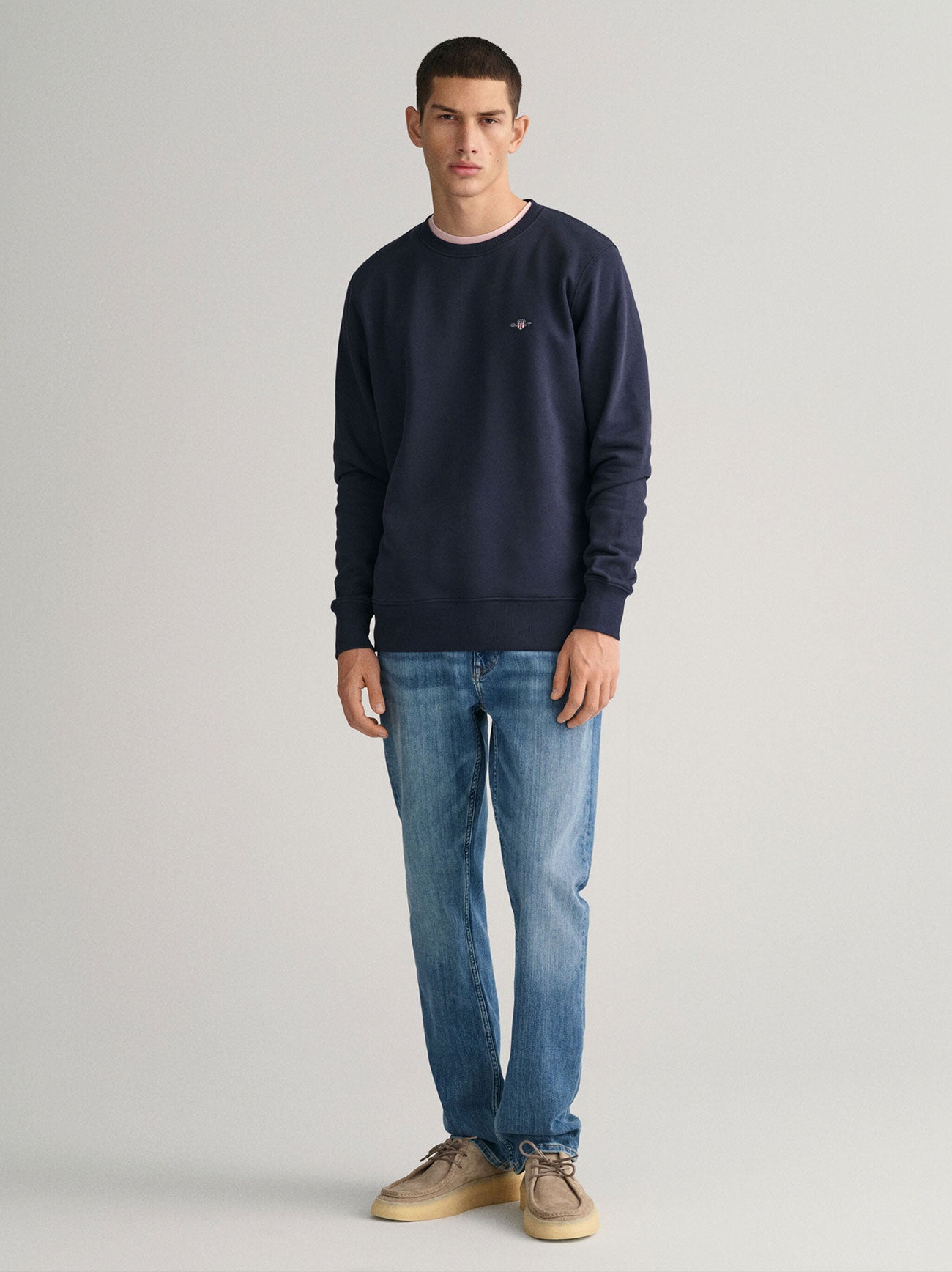 Mens Evening Blue Shield Crew Neck Sweatshirt
