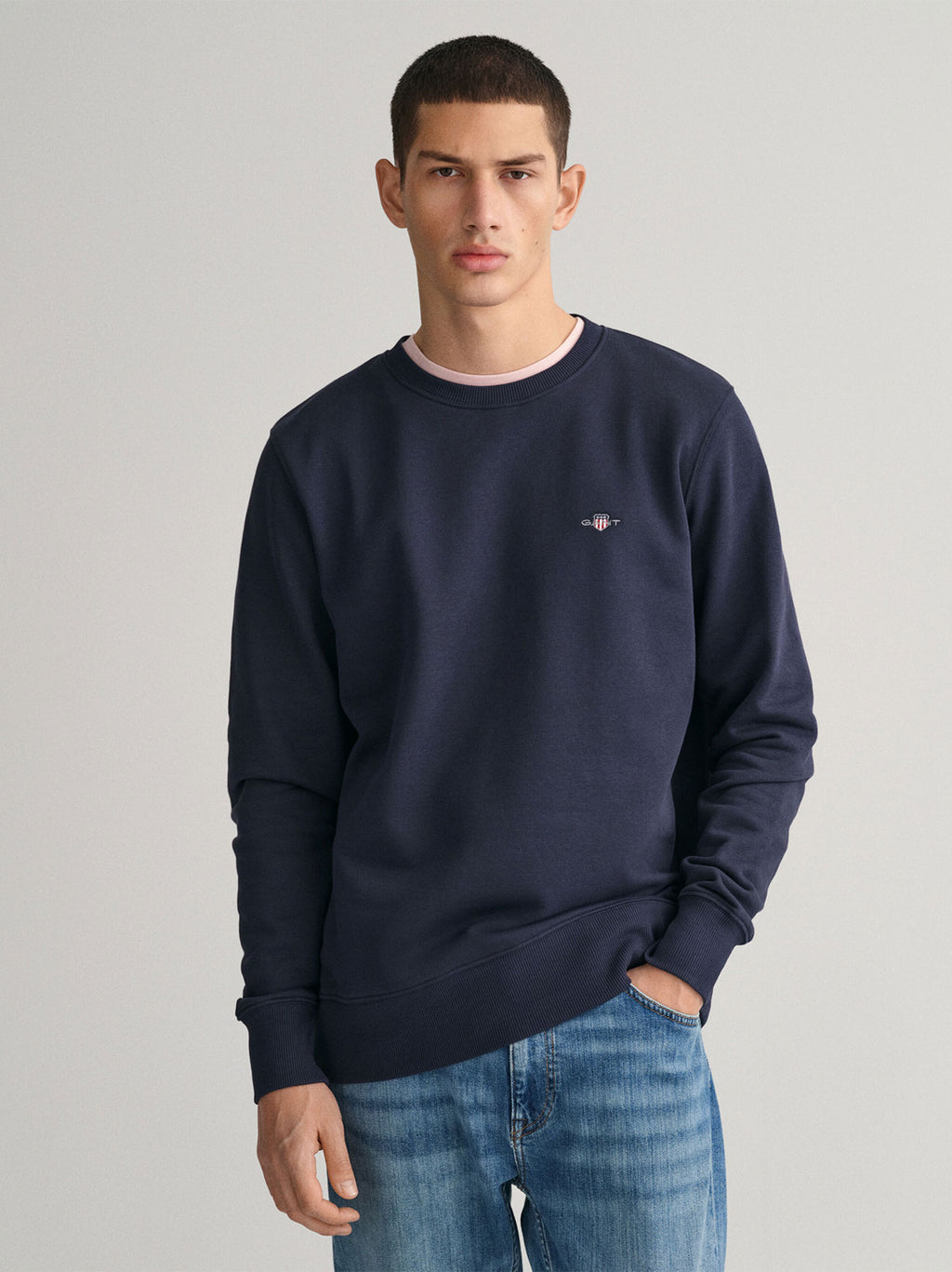 Mens Evening Blue Shield Crew Neck Sweatshirt