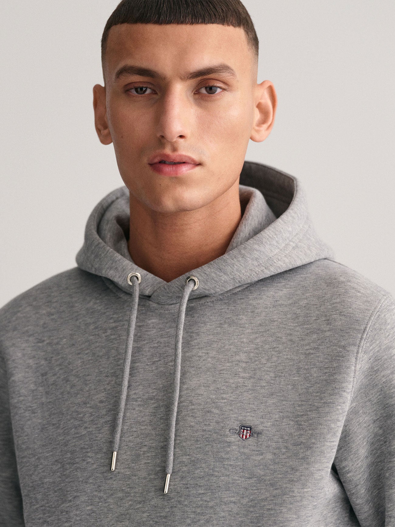 Mens Grey Melange Shield Hoodie