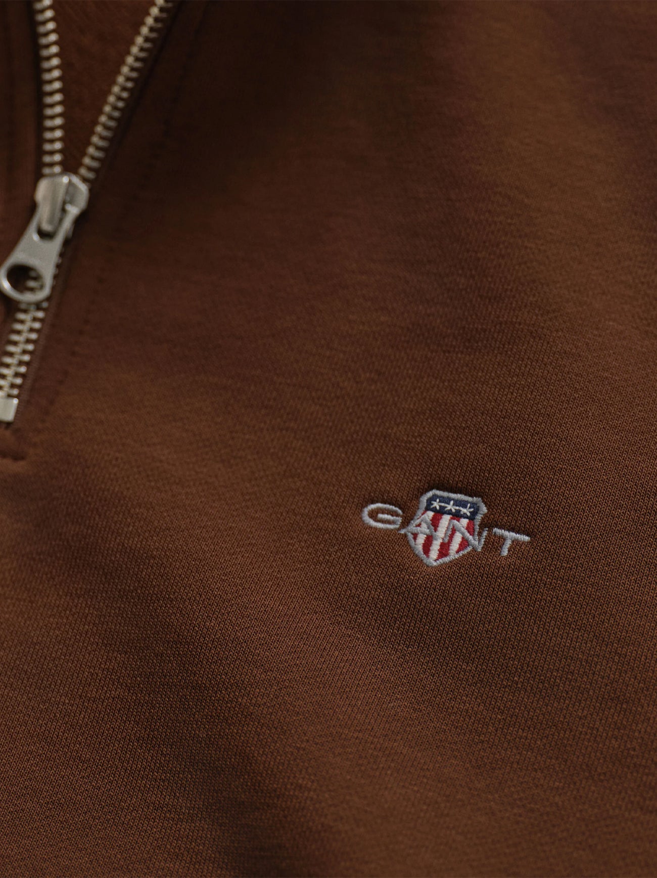 Mens Mahogany Brown Shield Half Zip Sweatshirt