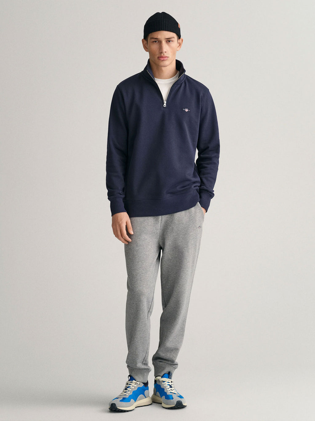Mens Evening Blue Shield Half Zip Sweatshirt