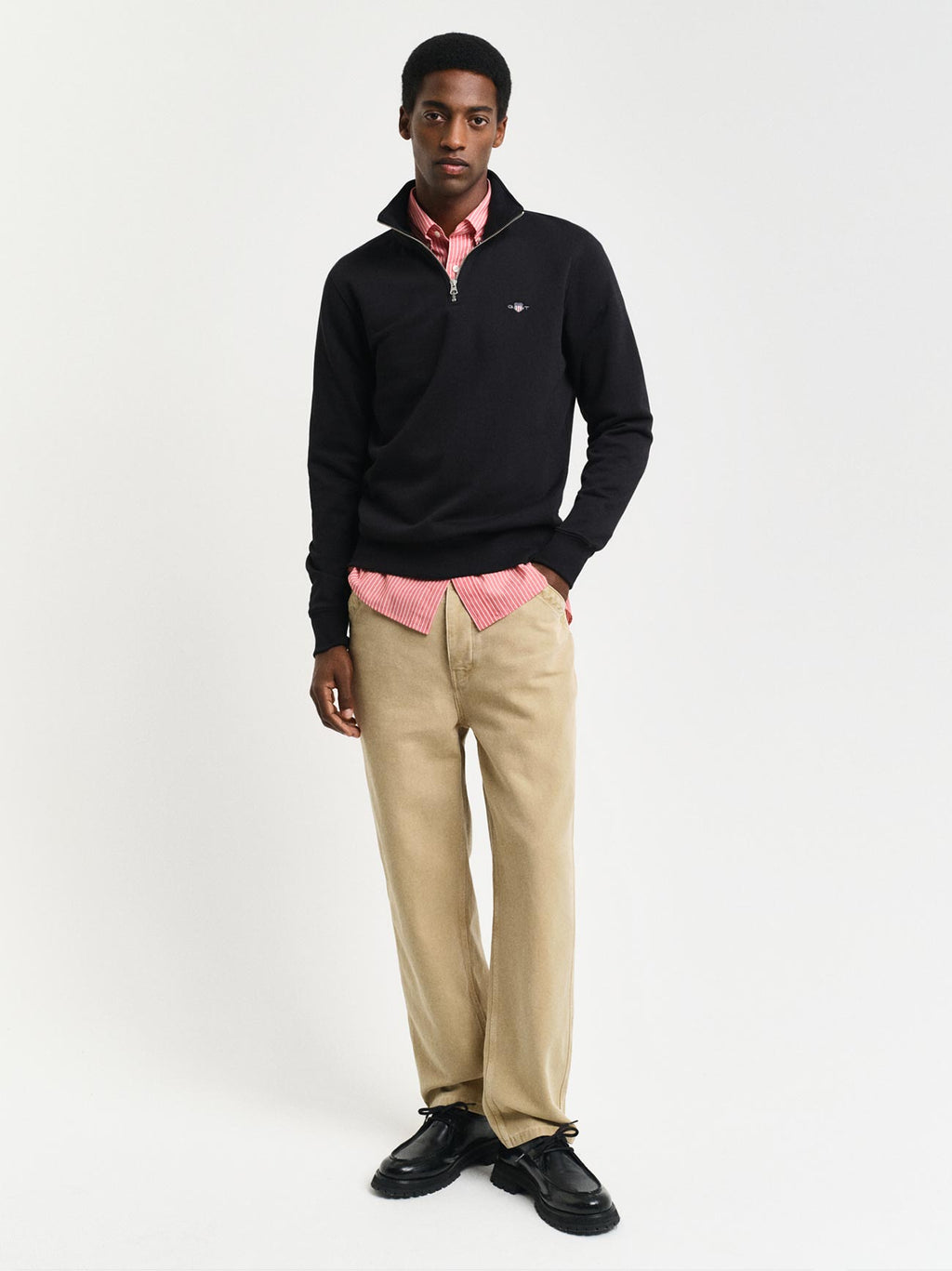 Mens Black Shield Half Zip Sweatshirt