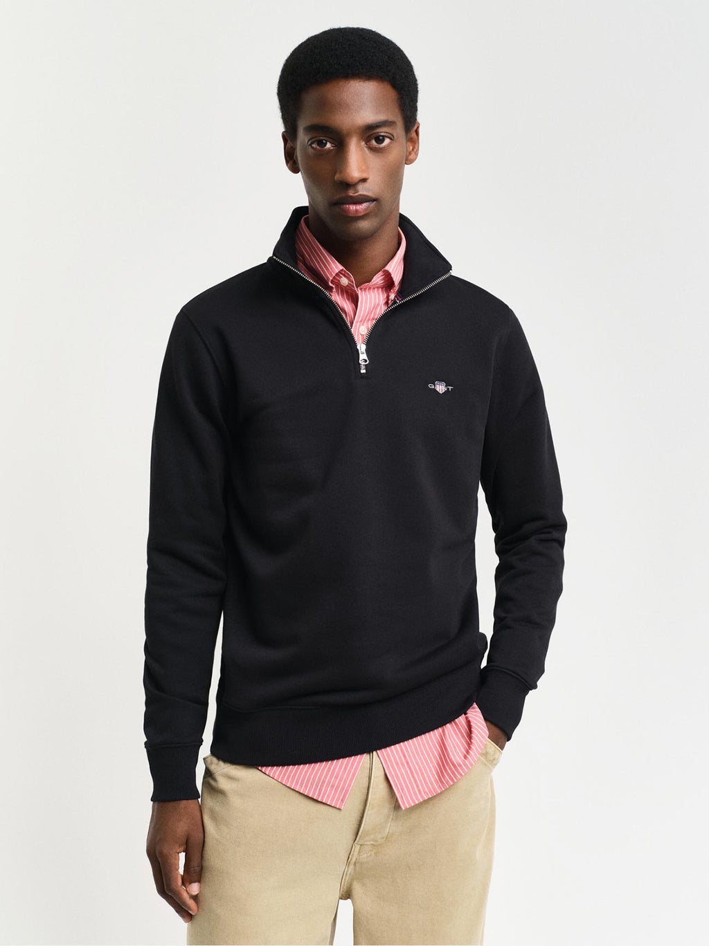 Mens Black Shield Half Zip Sweatshirt